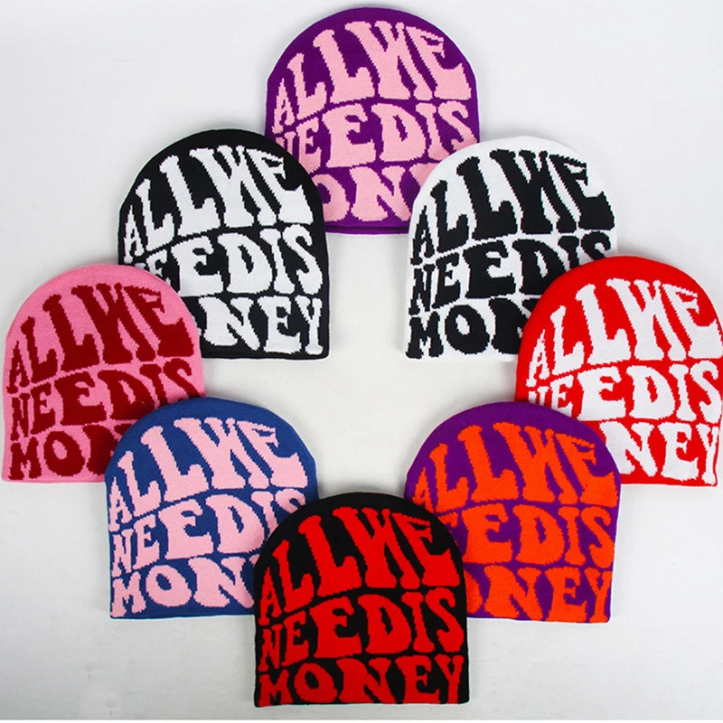 Vintage Y2K wełniana akrylowa czapka z dzianiny damska czapka zimowa ciepłe czapki Harajuku Hip Hop Casual Skullies czapka outdoorowa — zdjęcie 6