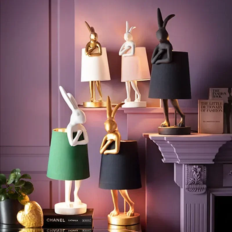 

KARE RABBIT table lamp Retro Animal Lamp Creative Resin Light Bedroom Study Restaurant Art Night Stand cute room decor light