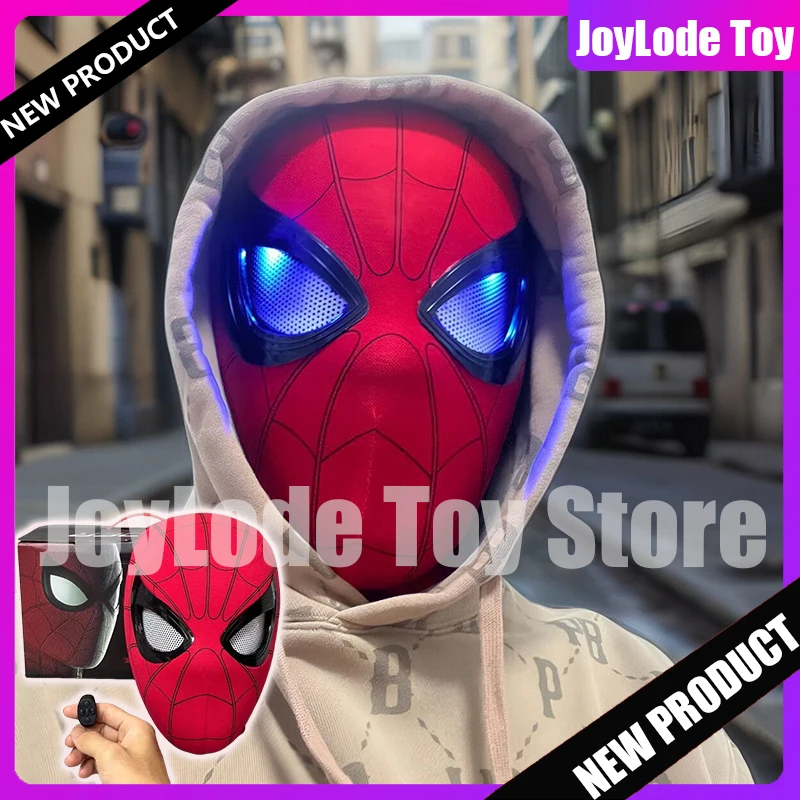 Remote-Controlled Electric Blinking Spider-Man Headgear Red And Black Cos Glowing And Funny Mask Wearable Halloween Xmas Gift
