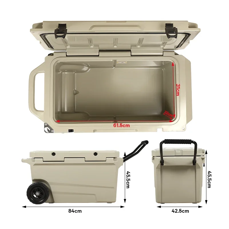 Cooler Box Keeping  Food and Drinks Cold Camping Cooler Box with Durable Easy Pulling Handle Ice Bag and Ice Pack