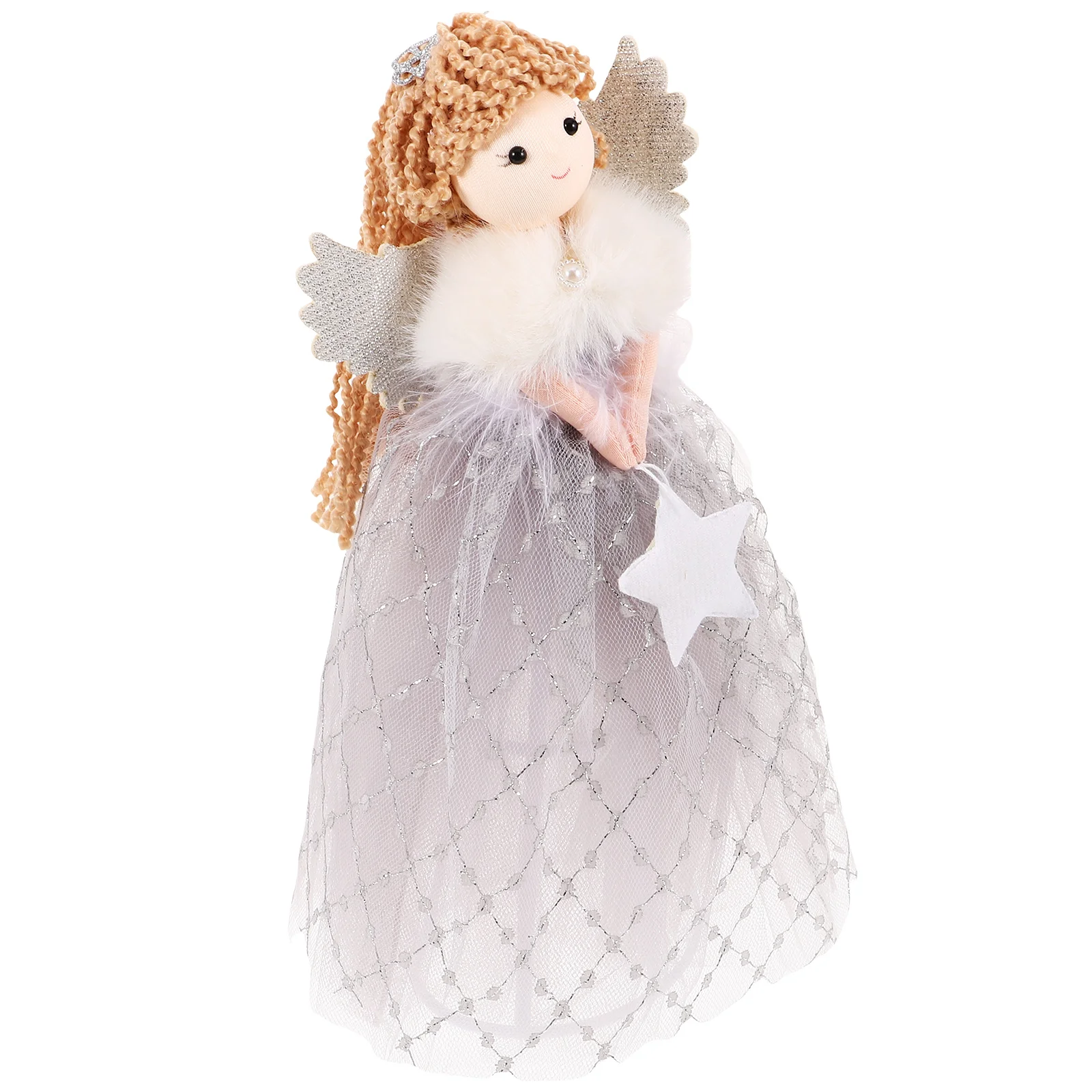 

Christmas Tree Angel Topper Star Decoration Xmas Treetop Decorations Light Grey