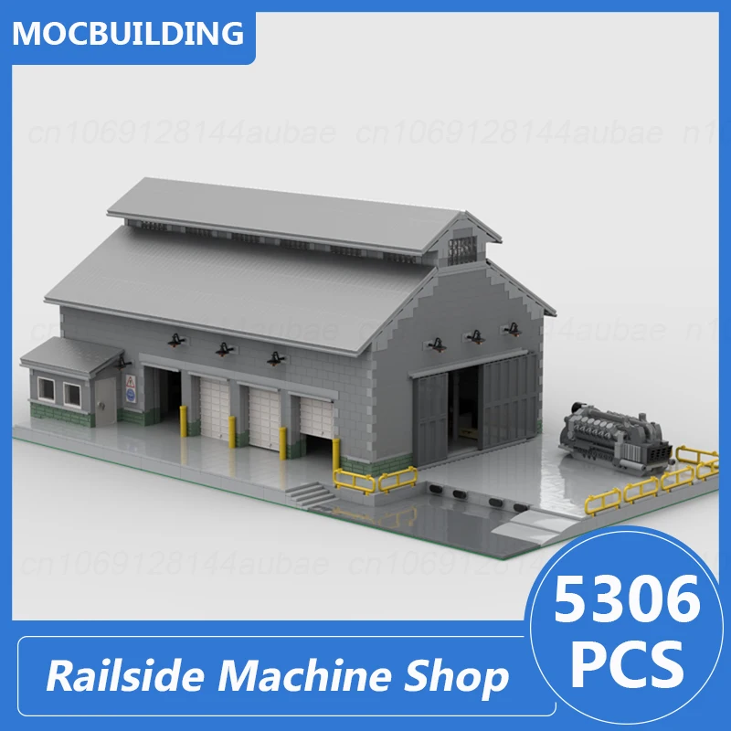 

Railside Machine Shop City Train Transportation Architecture Model Moc Building Blocks Diy Assemble Bricks Toys Gifts 5306PCS