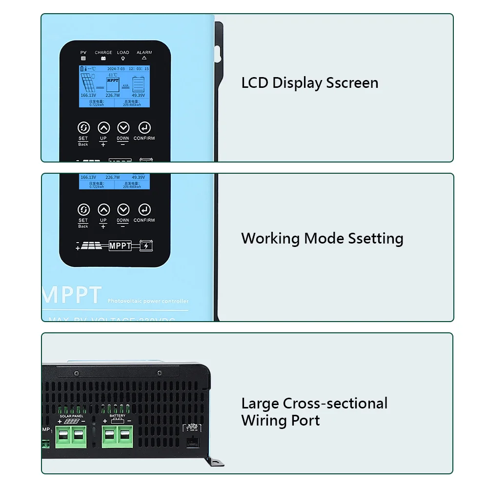 Y&H MPPT 120A Solar Charge Controller 12V-96V with LCD, Max Solar Panel Input 230Vdc for Lifepo4 Lithium GELLead Acid Battery