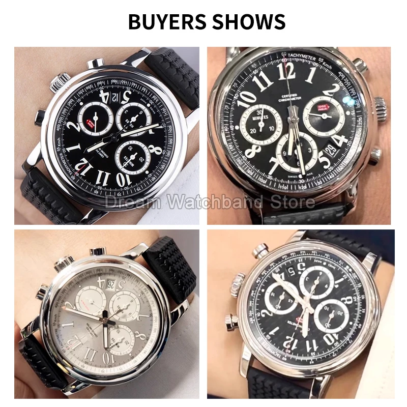 21 مللي متر 23 مللي متر جودة عالية حزام ساعة سيليكون Sweatproof تنفس الجلد ودية عديم الرائحة لسلسلة Chopard Mille Miglia الأسود