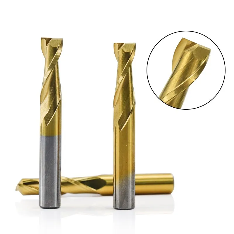 HAMPTON 2 Flöte Flache Ende Mühle 4 6 8 10 12mm Schaft Hartmetall Fräsen Cutter Zinn Beschichtete Endmill CNC router Bit für Holz – Detail 3