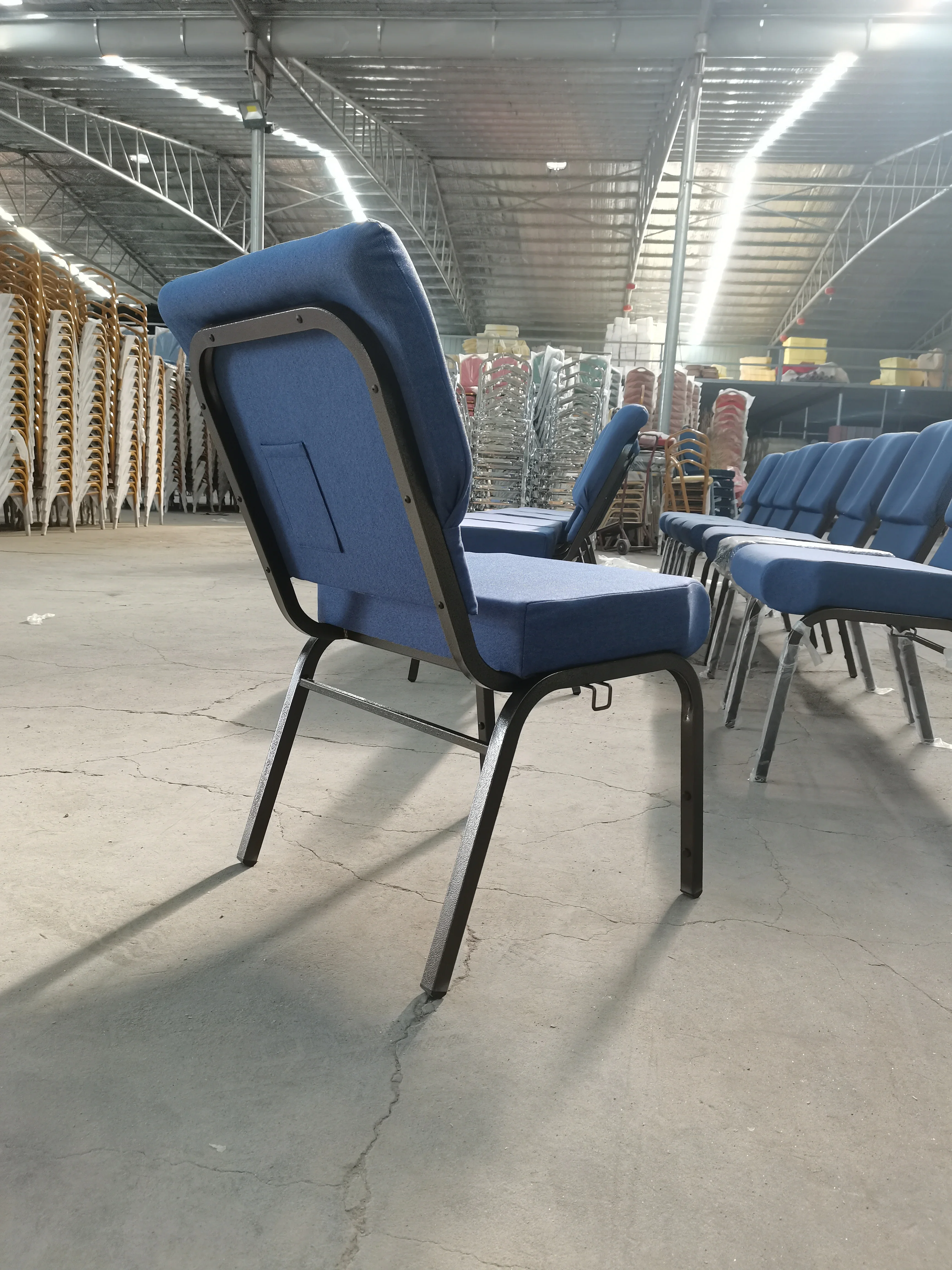 'manufacturer cheap steel banquet hall padded interlocking auditorium quality Theatre blue church chair view 4