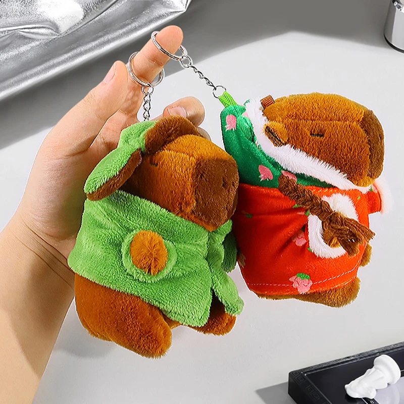 Kawaii Plush Keychain Cute Capibara With Turtle Bag Creative Doll Simulation Capibara Anime Fluffty Toy Birthday Gifts