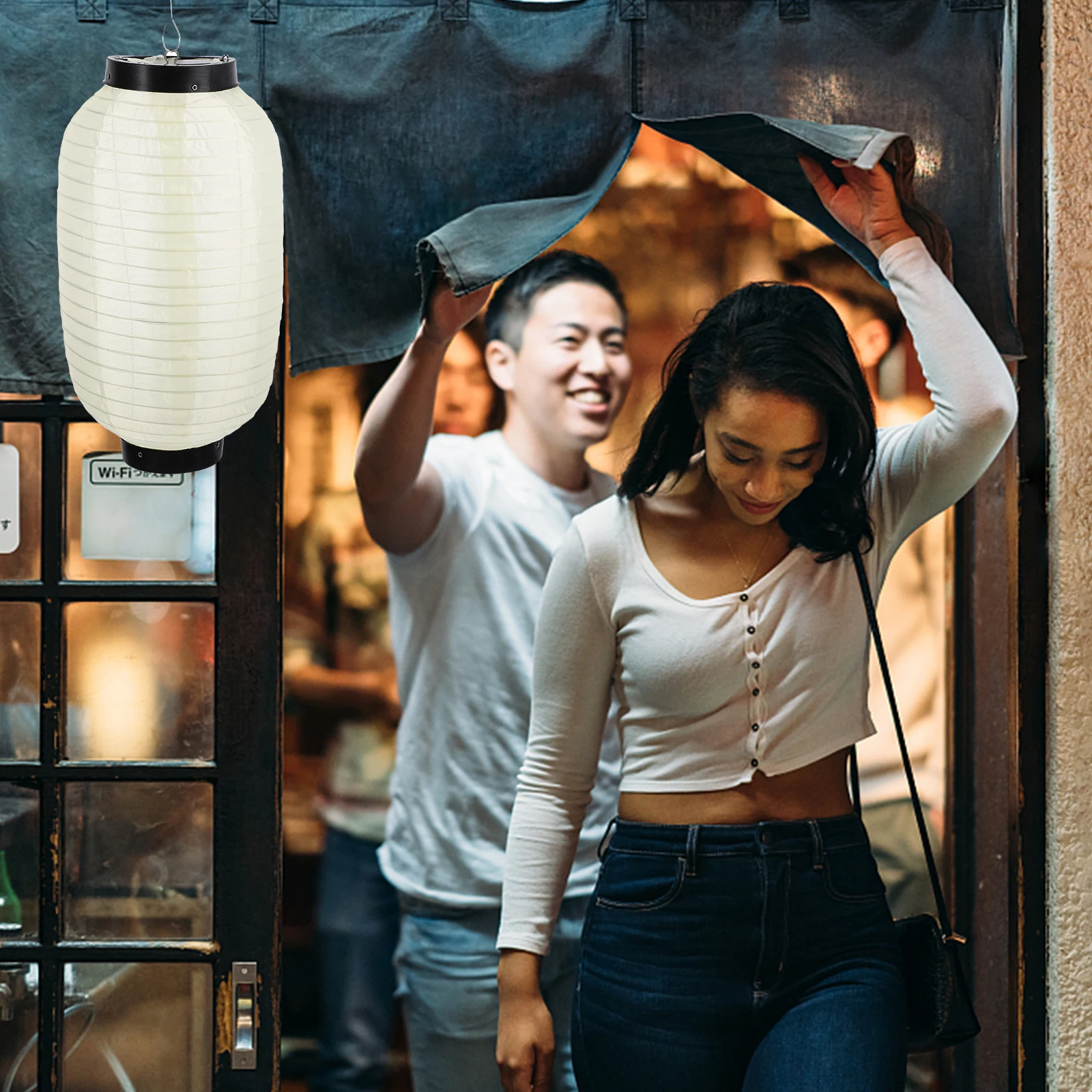 

4 Pcs Hanging Lamp Waterproof Silk Lantern Lanterns Winter Melon White Steel Wire