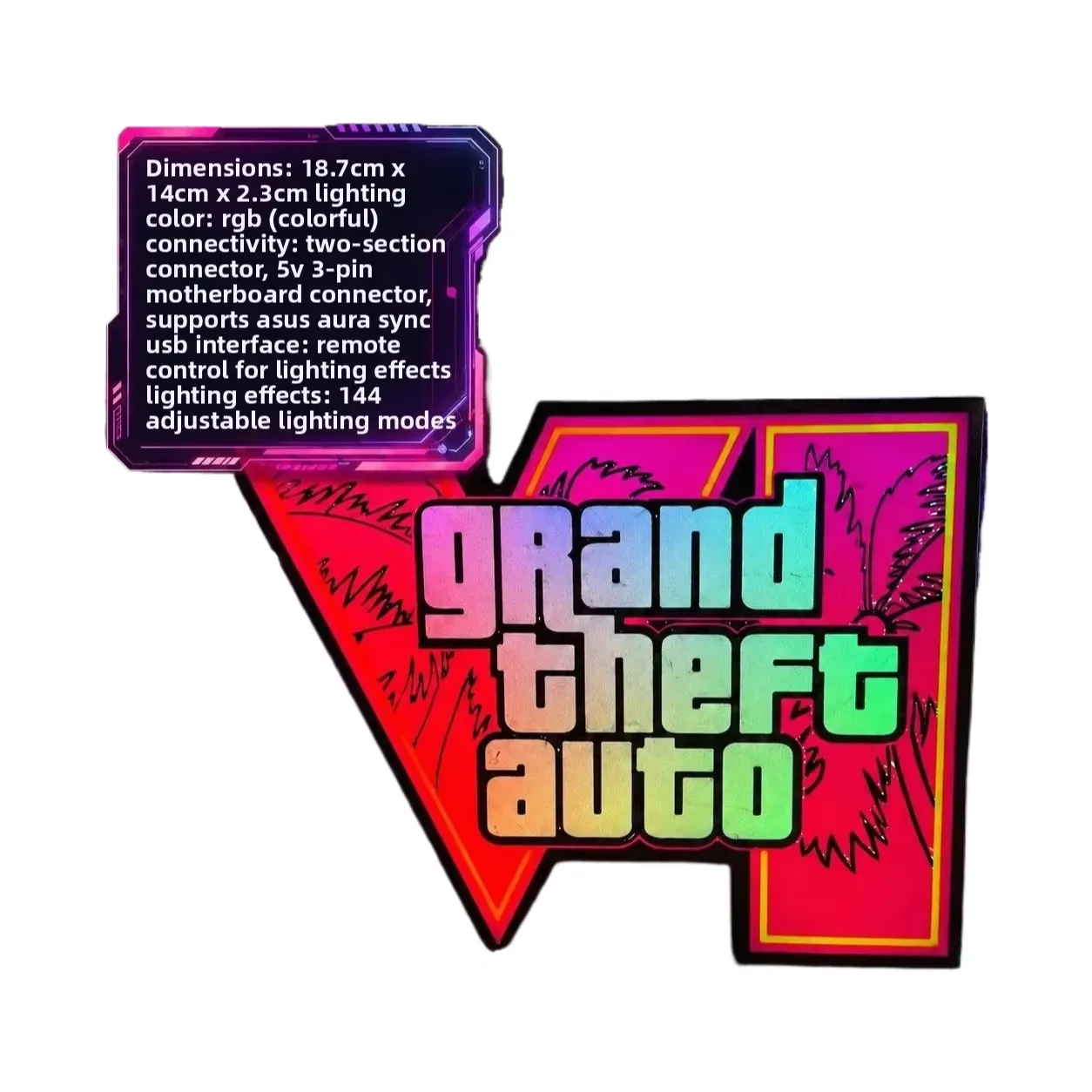 In Stock GTA 6 Horizon Ambient Light USB Cool Desktop PC Case Decoration 3D-Printed Ornament ARGB Faith Light Trendy Gift