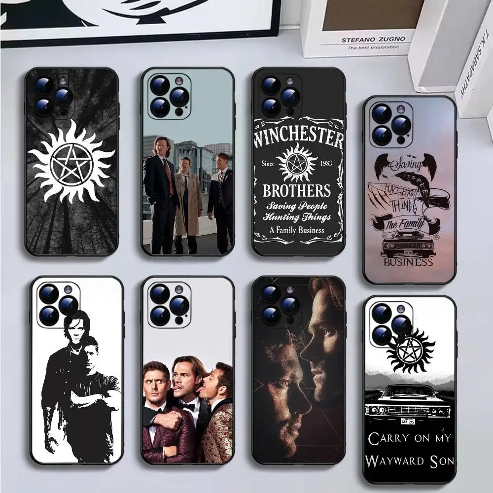 

b-Babaite Supernatural SPN Dean And Sam Phone Case For iPhone16,15,14,13,12,11 Plus,Pro Max,XS,X,XR,SE,Mini,8,7,Soft Black Cover