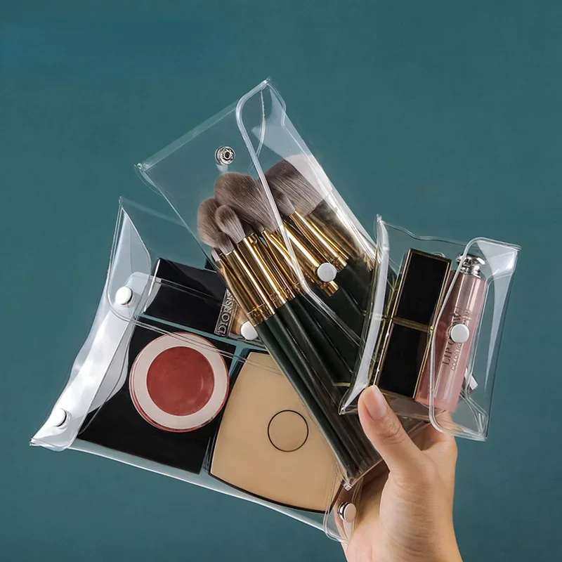 

Makeup Bag Clear Organizer Cosmetic Bags Travel Portable Brush Case Storage Set PVC Transparent Pen Bath Toiletry Wash