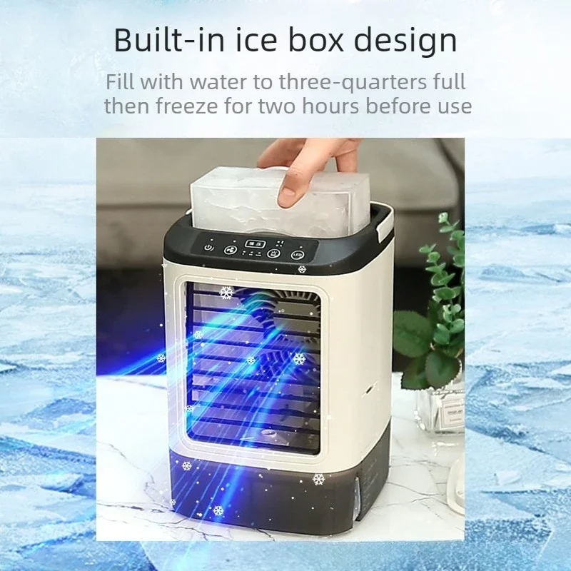 USB Portable Mini Air Cooler 3 Speed Mist Humidifier Cooling Fan with Ice Box LED Light Desktop Personal Air Conditioner Fan image 4