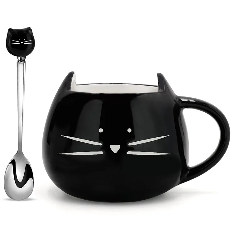 

Black Cartoon Cat Cup Modern Nordic Creative Simple and Lovely Ceramic Cup