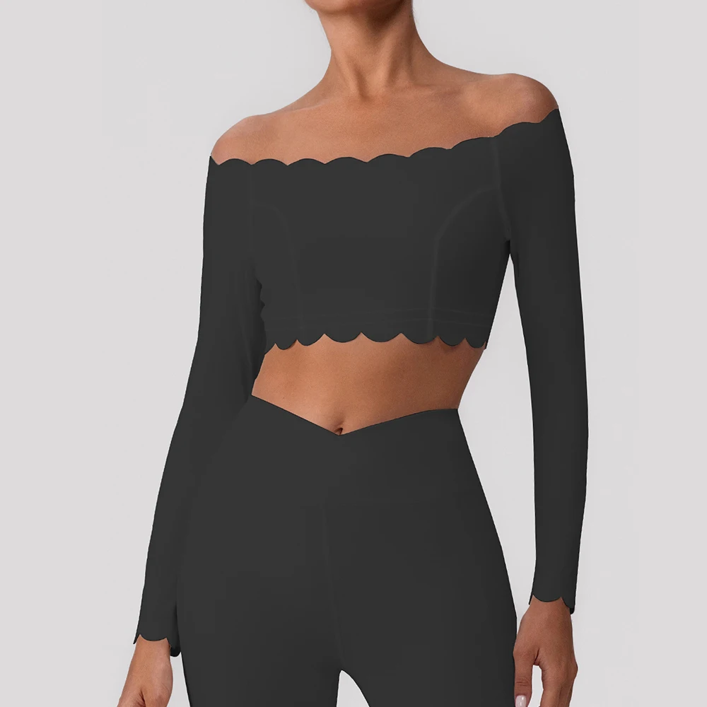 مثير واحد الكتف طويلة الأكمام النساء اليوغا قمصان المحاصيل الأعلى طويلة الأكمام للنساء اليوغا الرياضة اللياقة البدنية الصالة الرياضية الملابس تجريب القمم