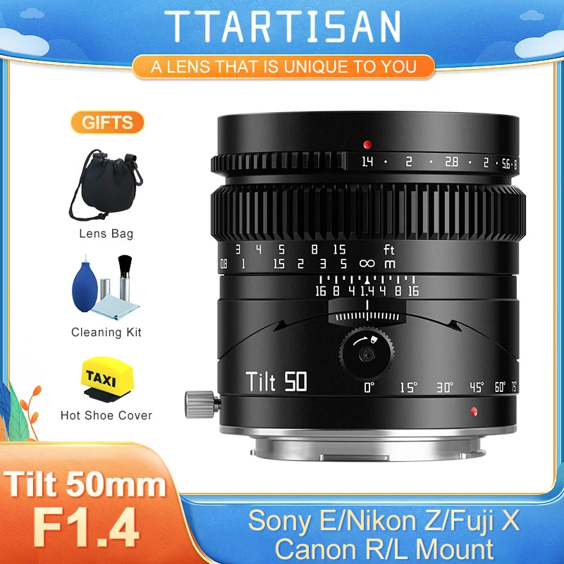 TTArtisan 50mm F1.4 Tilt Lens Full Frame Large Aperture Manual Lens for Sony E M43 Leica Sigma Panasonic L Fuji X Nikon Z CanonR