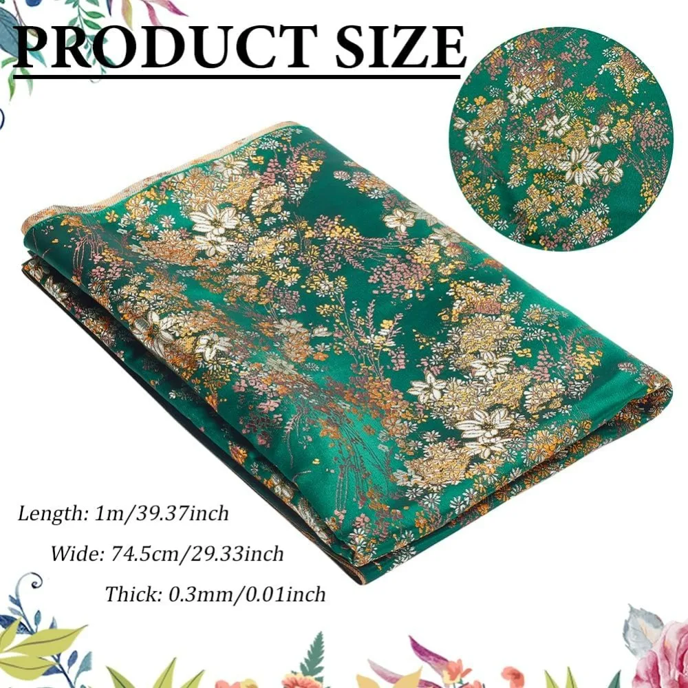 1.1Yards Dark Green Jacquard Fabric 29.3inch Wide Flower Floral Brocade Fabric Shiny Vintage Style Jacquard Fabric making kit