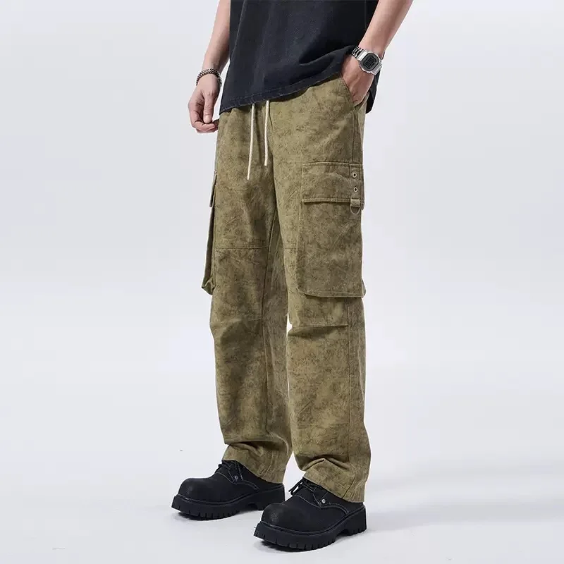 

Spring and Autumn New Fashion Trendy American Retro Pure Cotton Workwear Men's Casual Loose Sport High-Quality Pants M-3XL
