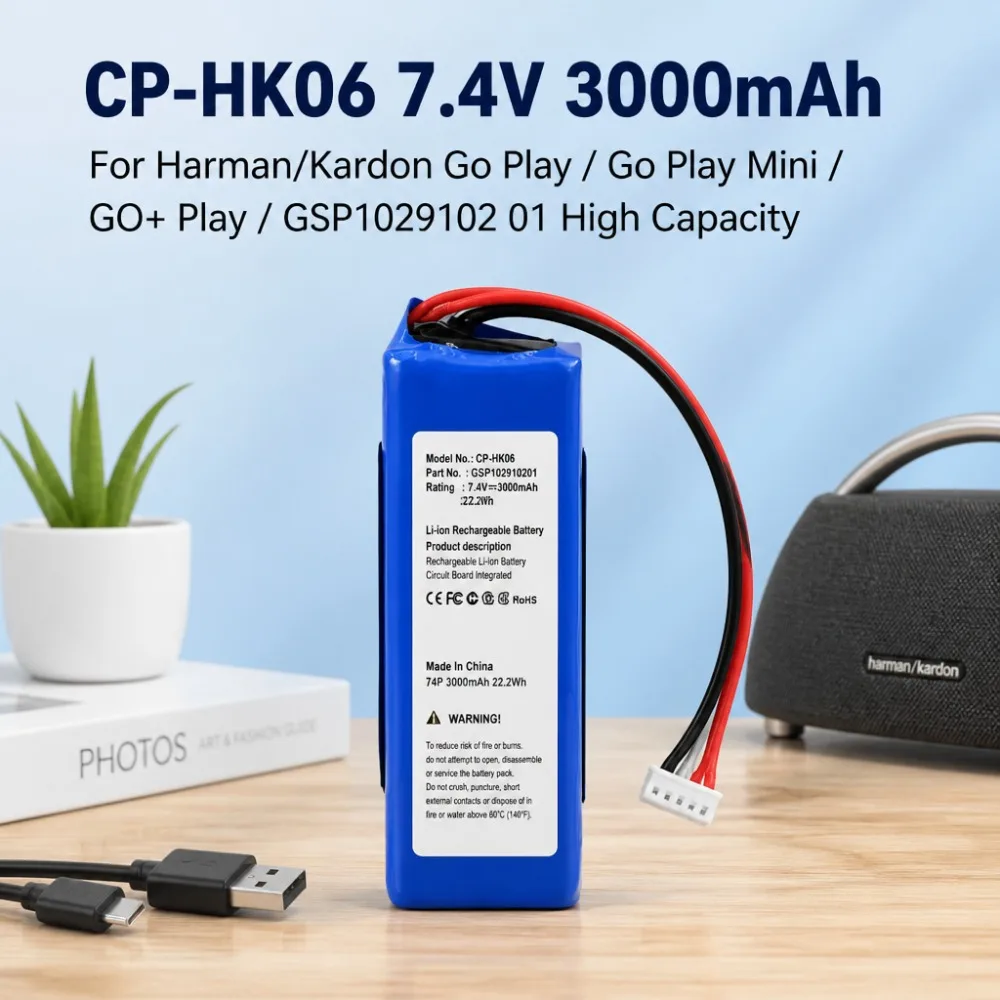 Fast Shipping CP-HK06 7.4V 3000mAh Speaker Battery for Harman/Kardon Go Play Go Play Mini GO+ Play GSP1029102 01 High Capacity