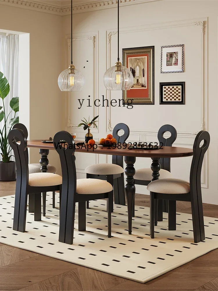 

5CJ Solid Wood Dining Table Red Oak Living Room Small Apartment Dining Table Log Antique Style Dining Table Desk