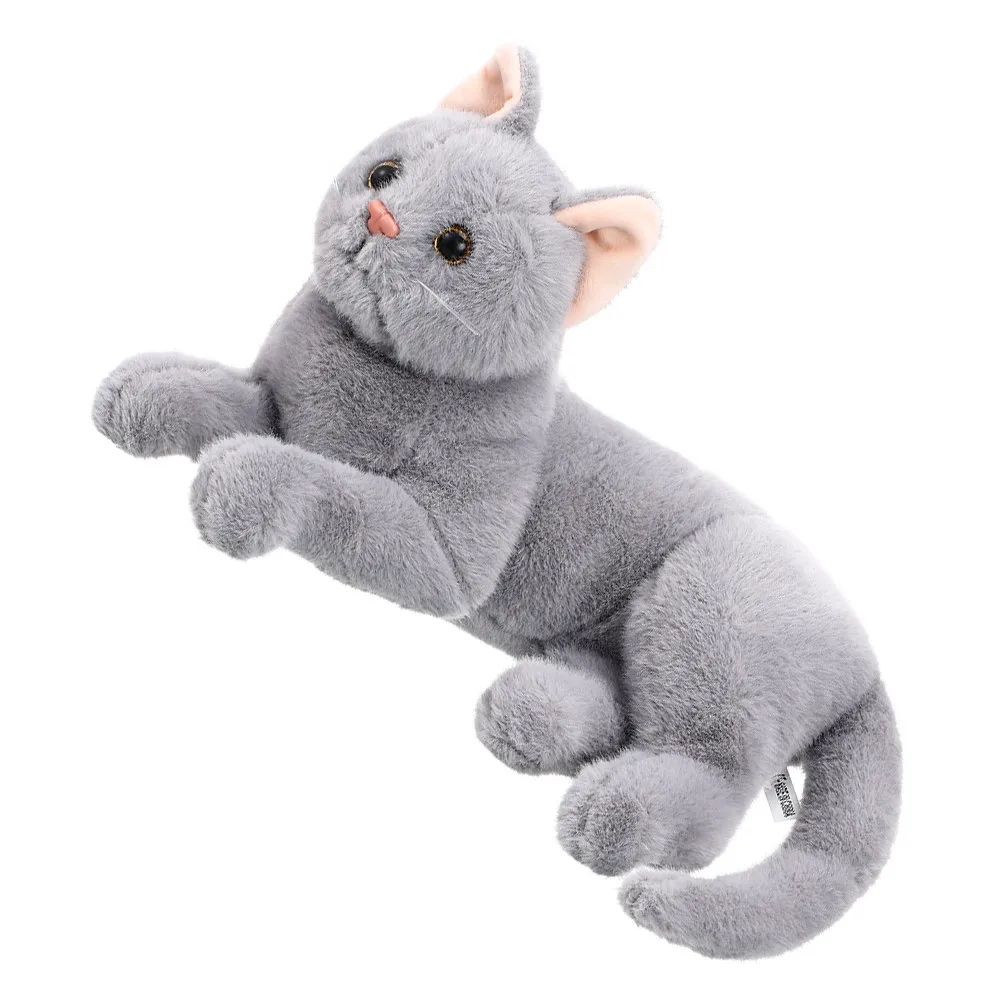 

Adorable Lifelike Stuffed Cat Soft Skin-Friendly Decorative Animal for Home Office Bed Sofa Car Kids Pillow Cute Cartoon Kitten