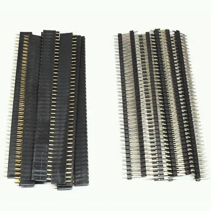 Imagen 2 del producto 10 Uds 2,54mm 40 pines 1x40 fila única macho y hembra 2,54 cabezal de Pin rompible PCB JST tira de conector para Arduino Kit DIY