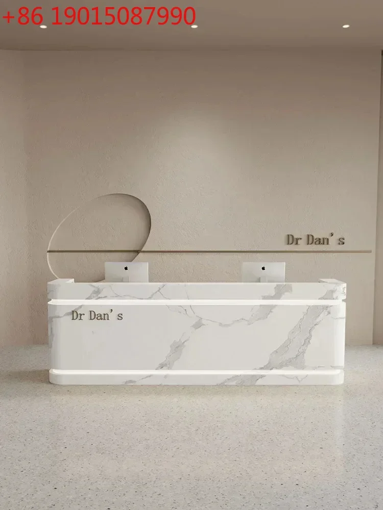 

cqySimple Beauty Paint Cashier Curved Bar Counter Company Reception Desk