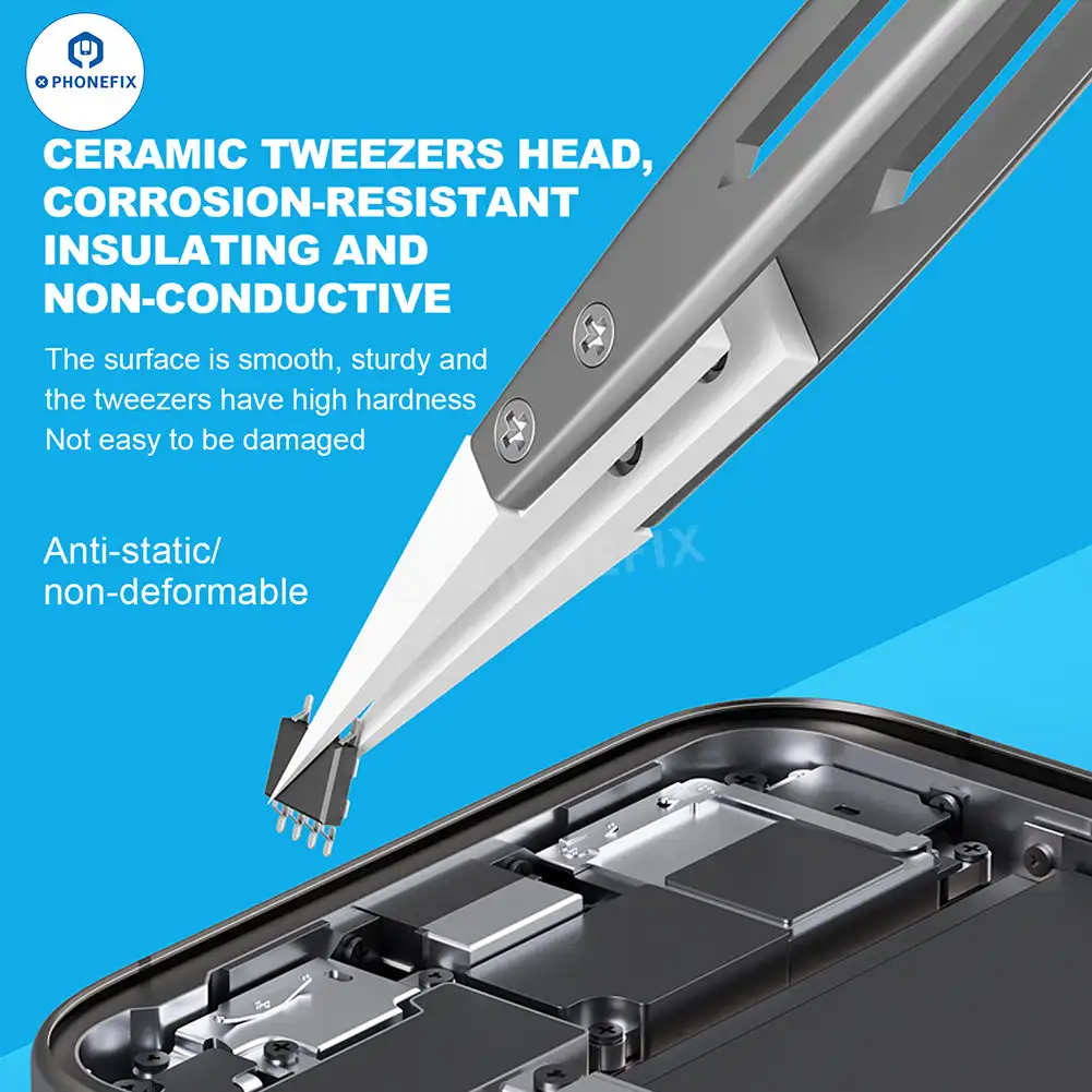 MaAnt TC-01 TC-02 High-hardness Insulative Ceramic Tweezers for Electronics IC CPU Chip Soldering Jump Wire Repair Tweezers Tool