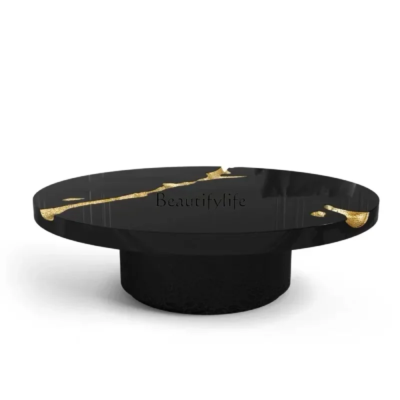 

13Modern retro black gilt paint coffee table living room light luxury Italian tea table