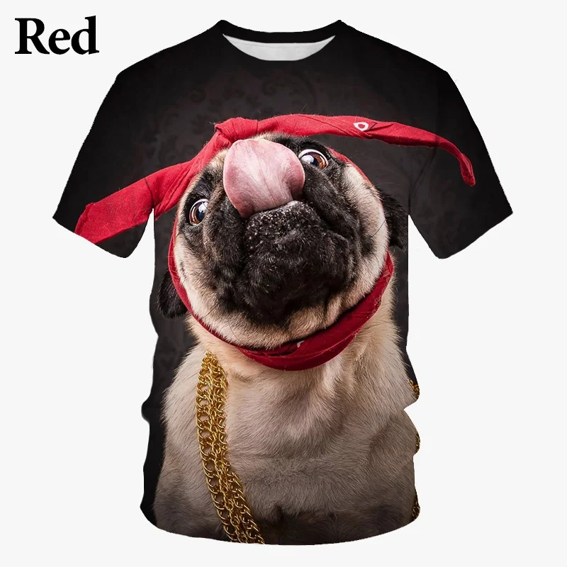 2022 Summer New Pug 3D Printing Short Sleeve Fashion Animal Printing T-Shirt Casual Personality Cool Sports T-shirt