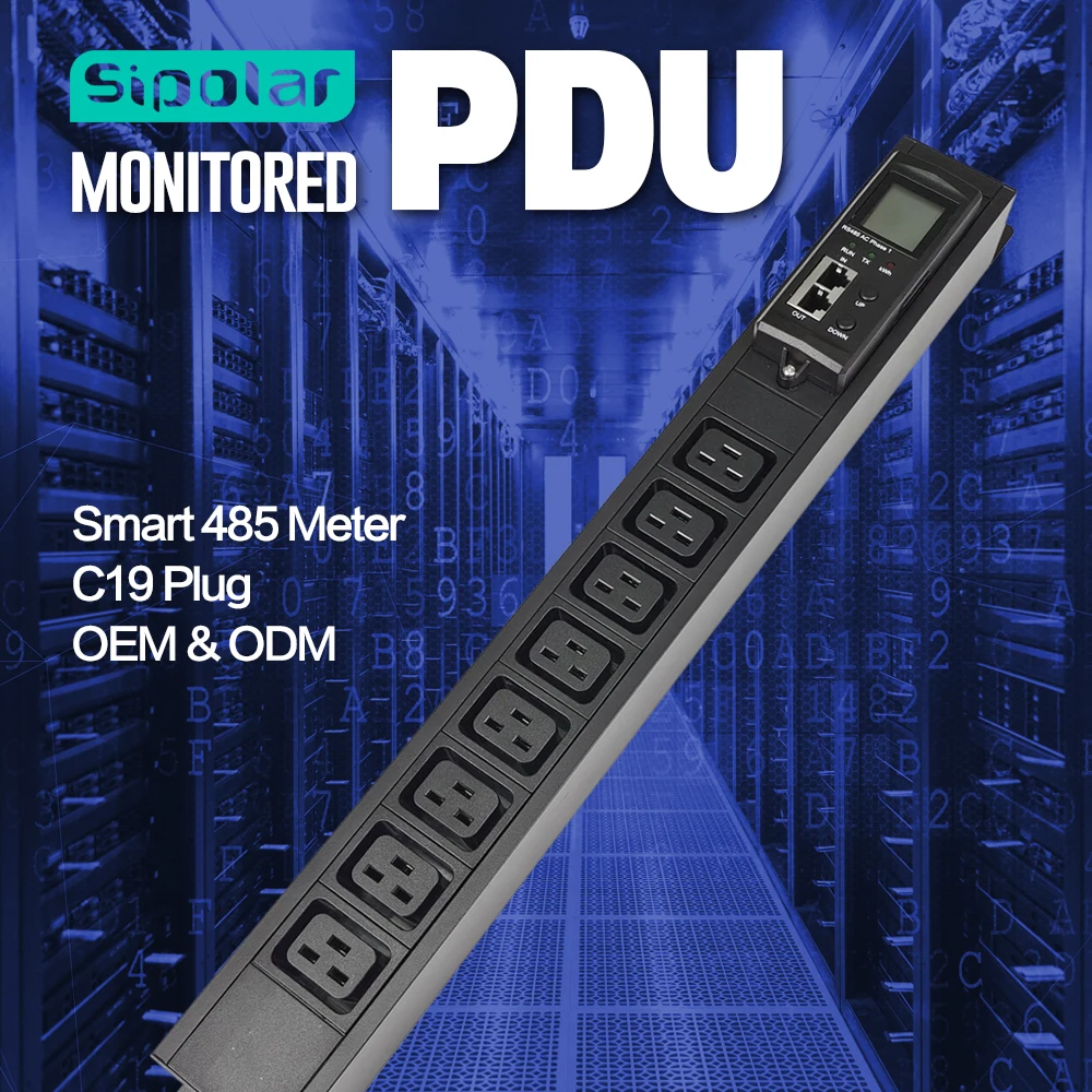 Industrial Power Strip Rack Mount PDU 220-250V 16A 8 IEC C19 Outlet Remote Monitor RS485 Smart Power Distribution Unit