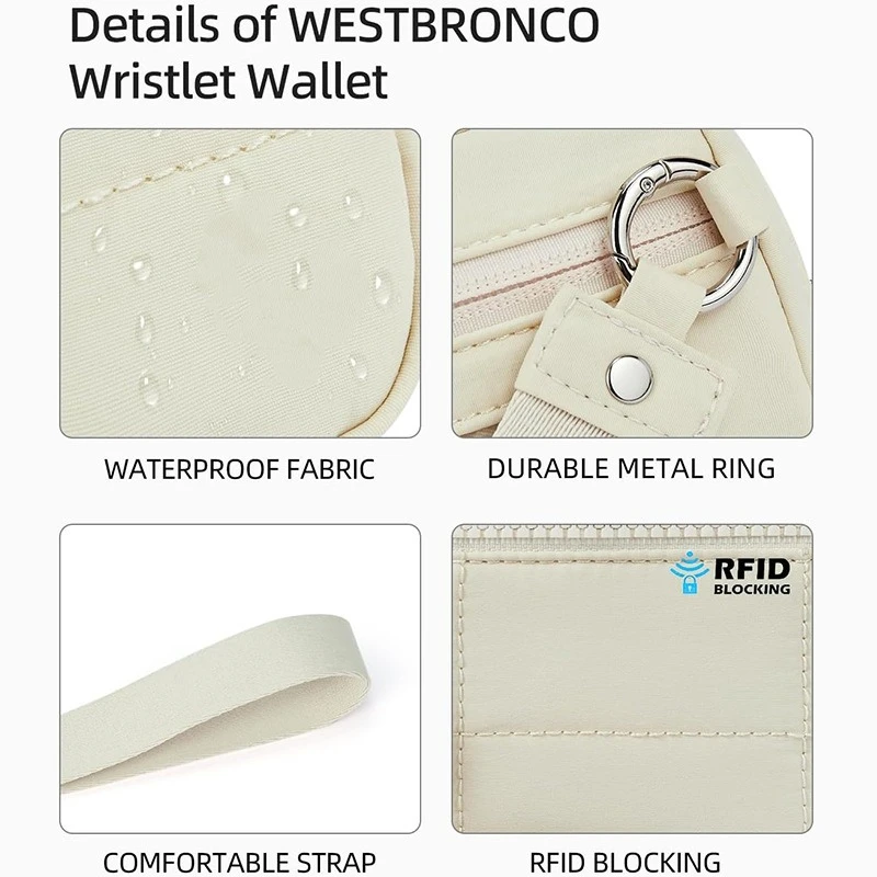 Puffer Wristband Handbag for Women Nylon Quilted Wallet with 3-Zipper Purse for Travel Credit Card Holder New Phone Organizer