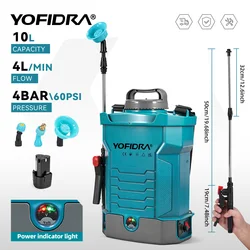 YOFIDRA Electric Sprayer 10L High Capacity Yard Lawn & Garden Irrigation Backpack Sprayer High Pressure Water Sprayer Power Tool