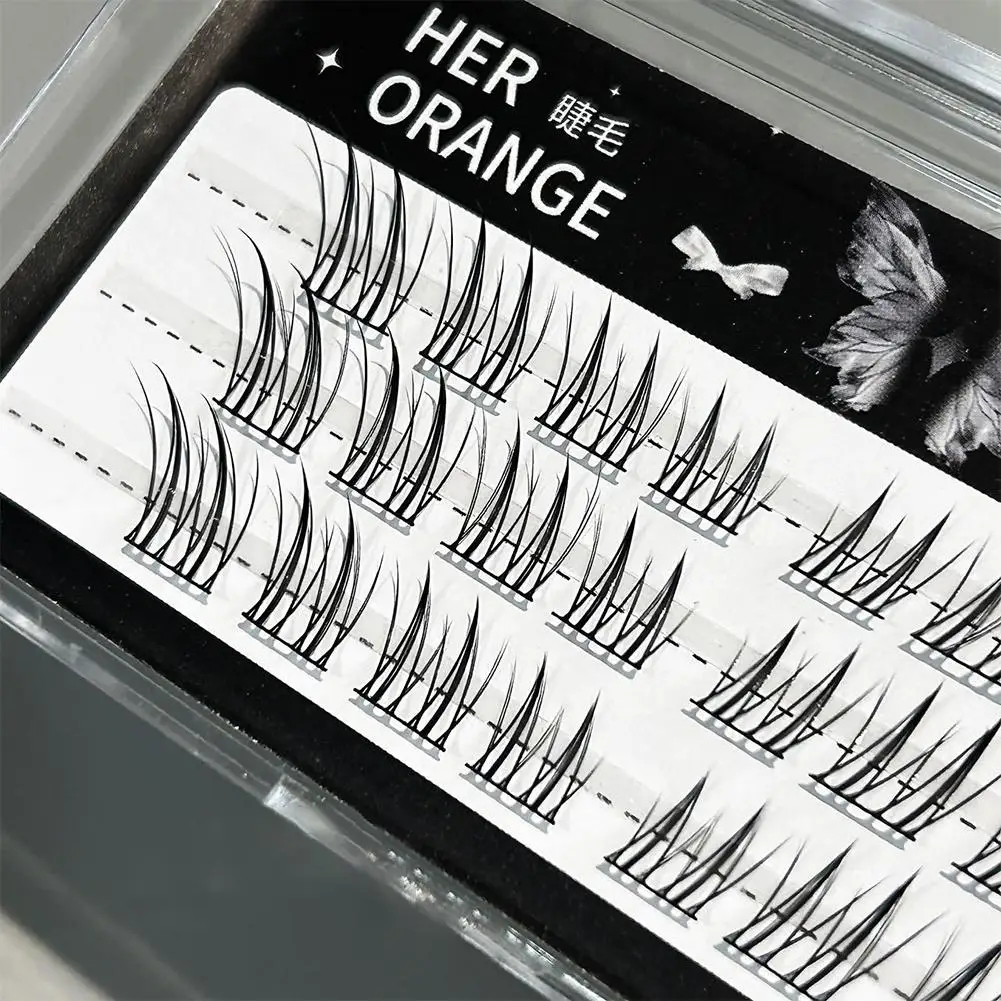 Glue-Free False Eyelashes Clusters - DIY Fox Eye Segmented Lashes Mixed Lengths Professional Volume Lash Extensions Single Lash