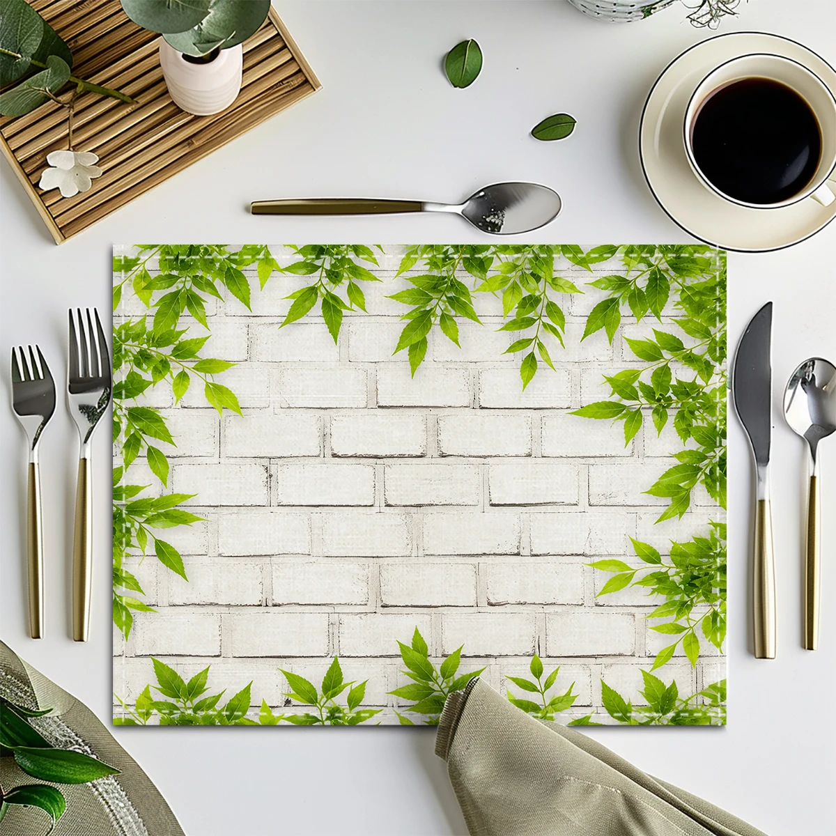 Vintage Garden Scenery Polyester Placemat - Decorative Dining Table Mat, Stylish Household Kitchen Table Display Piece