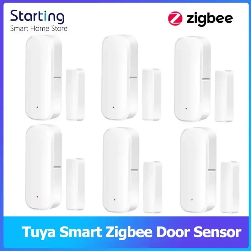 Tuya เซ็นเซอร์หน้าต่างประตูสมาร์ทโฮม ZigBee, เครื่องตรวจจับเสียง Tuya แอปควบคุมรองรับ Alexa Google สัญญาณเตือนความปลอดภัยในบ้าน