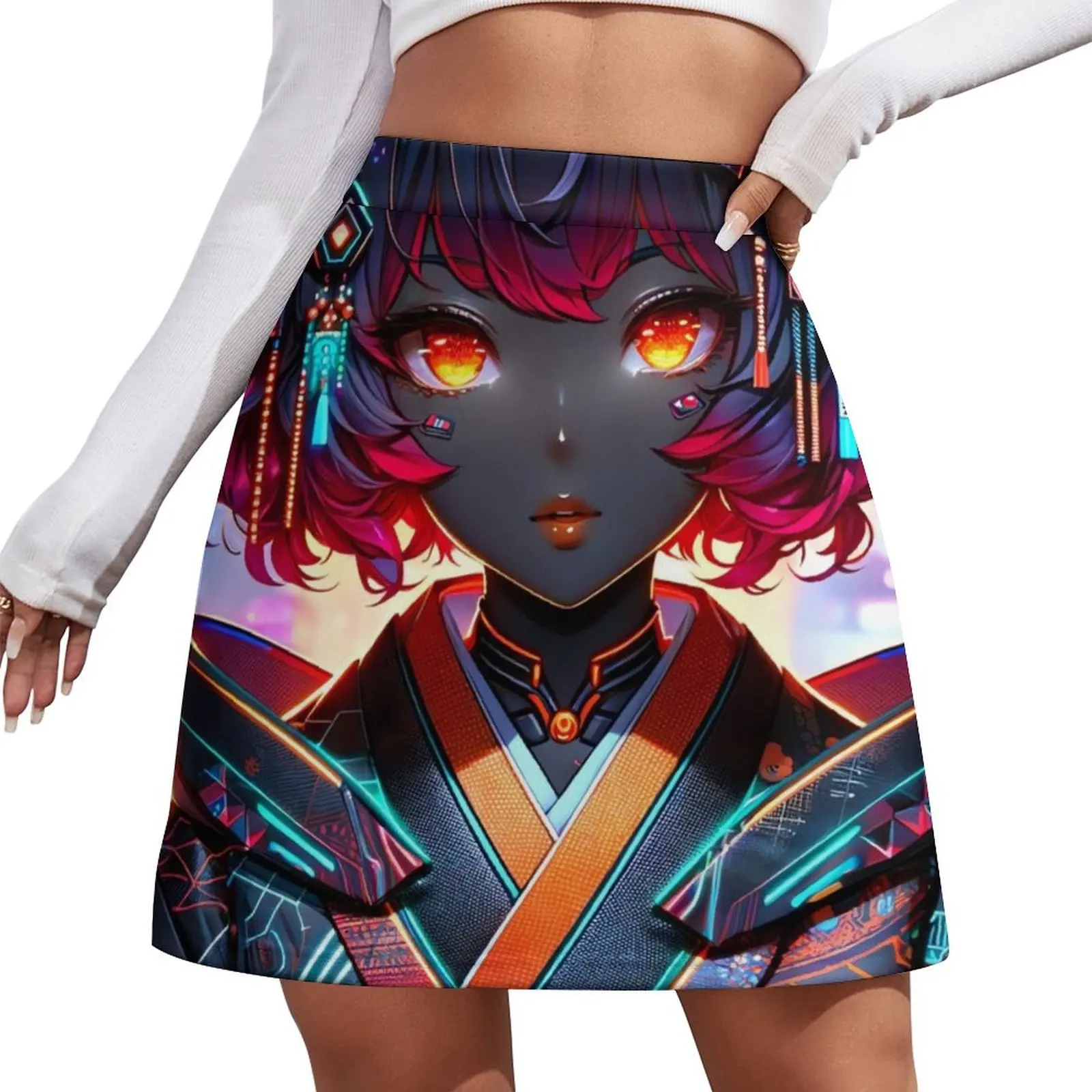 

Techno Fire Mini Skirt Short skirts korean ladies summer luxury women's skirt Mini Skirt