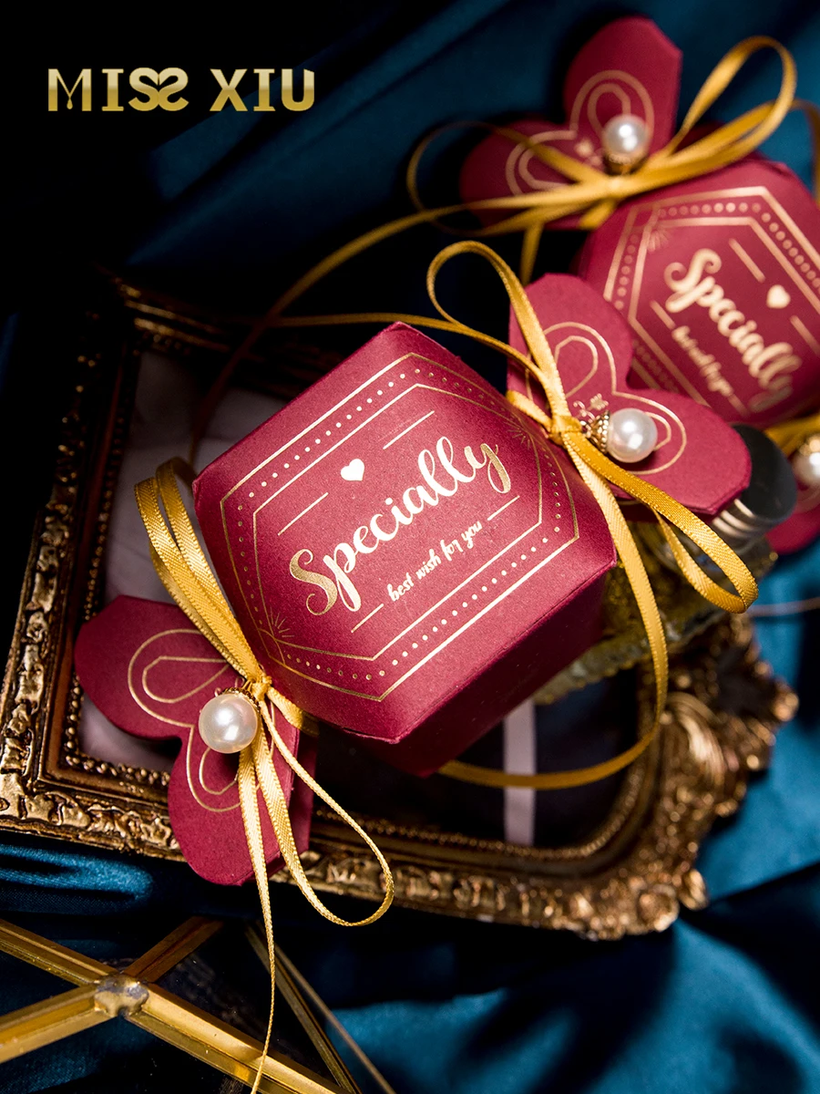 

Свадебная подарочная коробка Missxiu: европейский стиль, картонная упаковка, праздничная лента, декорированная лентой, свадебная сумка