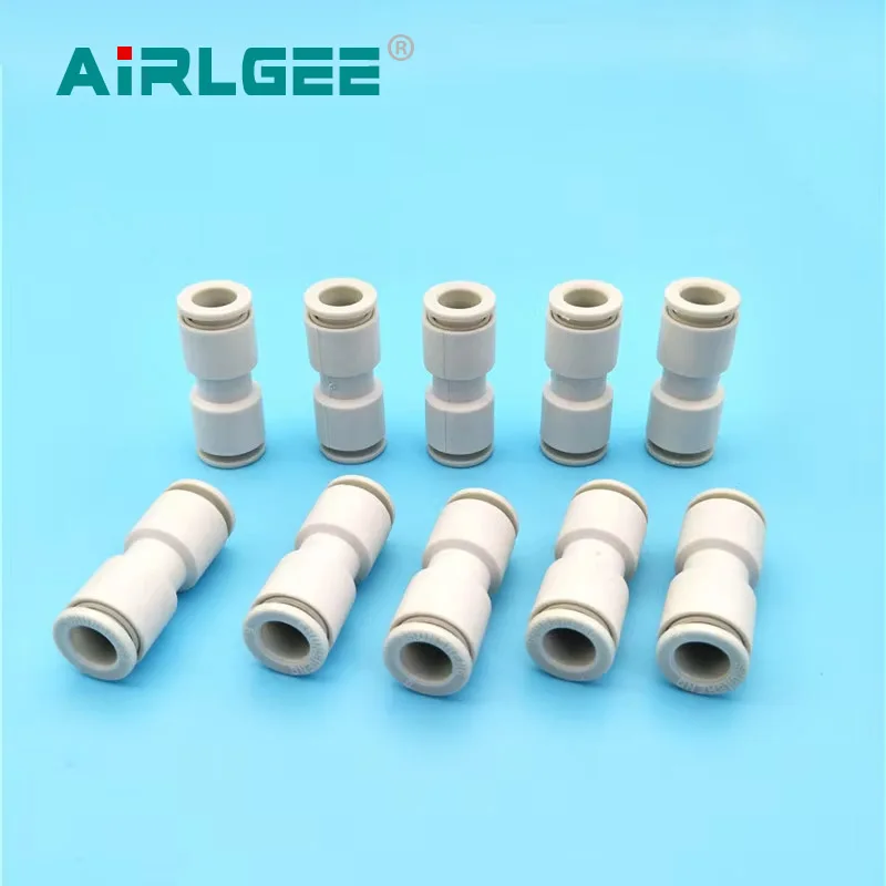 10 Pcs White 8mm Dia Tube Air Pneumatic Straight Push in to Connect Quick Fittings Free shipping