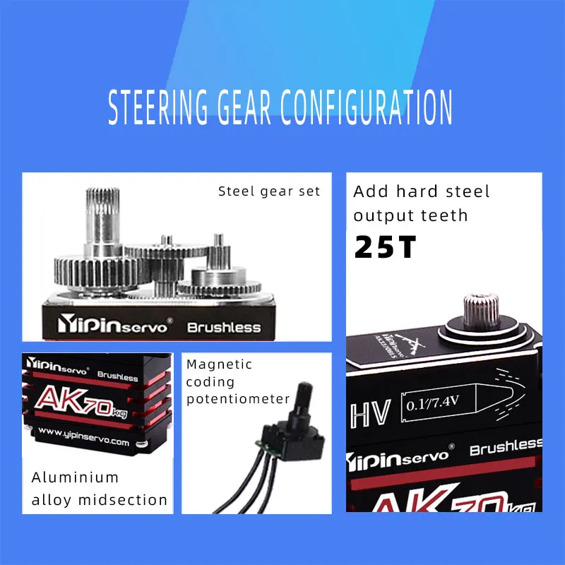 YPservo-Servo Étanche 180 °/270 °, Engrenage D.lique en Acier Inoxydable, 47kg 70kg, Couple ÉWer0.07 Récepteur pour Traxxas TRtage Axial SCX10 RC Voiture