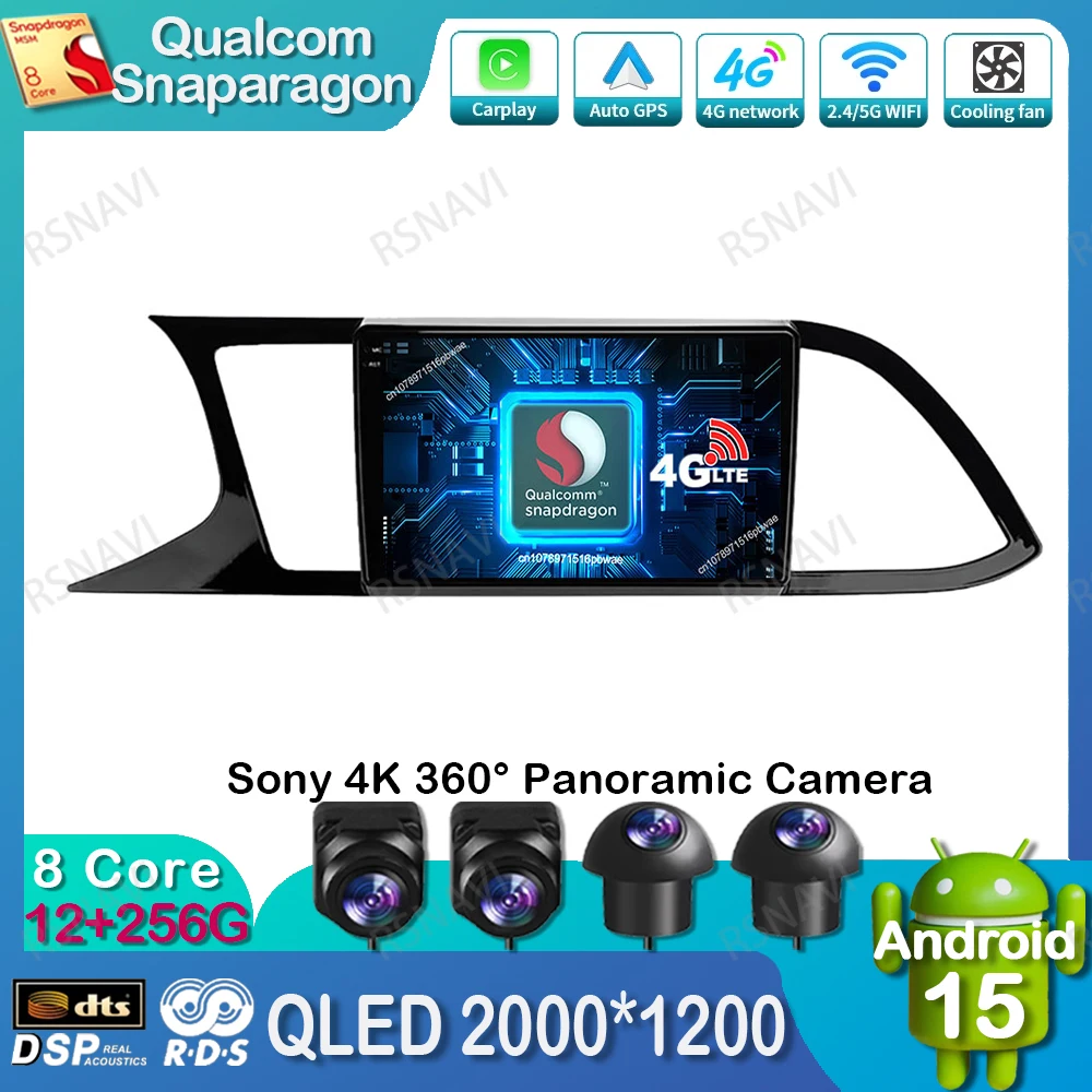 

Android 15 Car Radio For Seat Leon 3 2012 2013 2014 2015 - 2020 Autoradio Viedo Player Navigation QLED DVD Head Unit Qualcomm BT