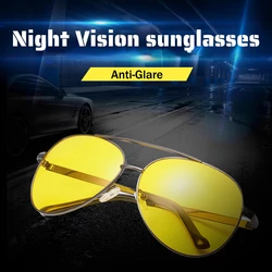 Night Vision Sunglasses for Men Anti-glare Metal Frame Double Beams Glasses Male Fashion Polarized Hiking Driving Goggles UV400