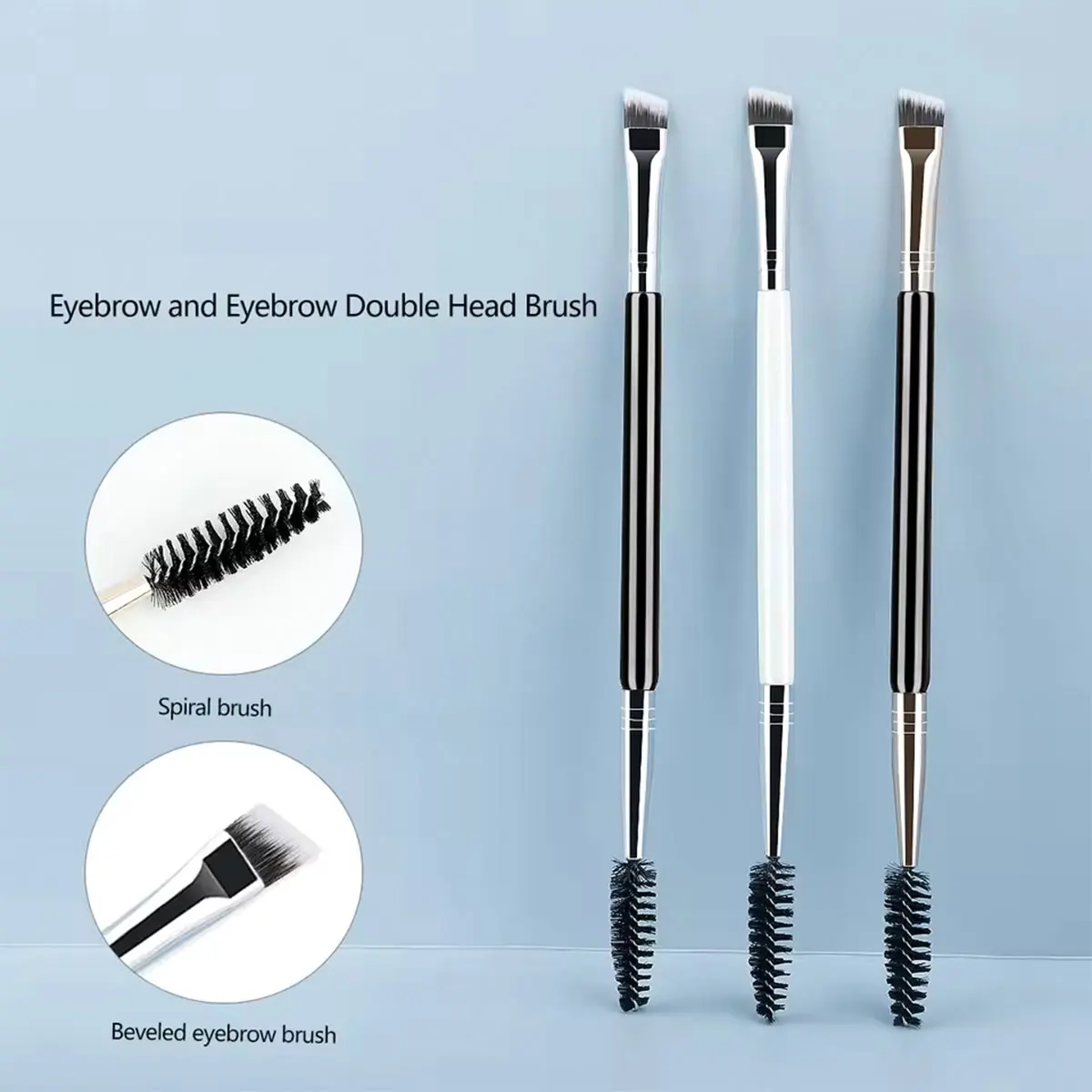 Wenkbrauwborstel Wimperkam make-upborstels Dual Ended Schuine borstel Spoolie borstel 2-in-1 Lash wenkbrauwborstelset make-up tool