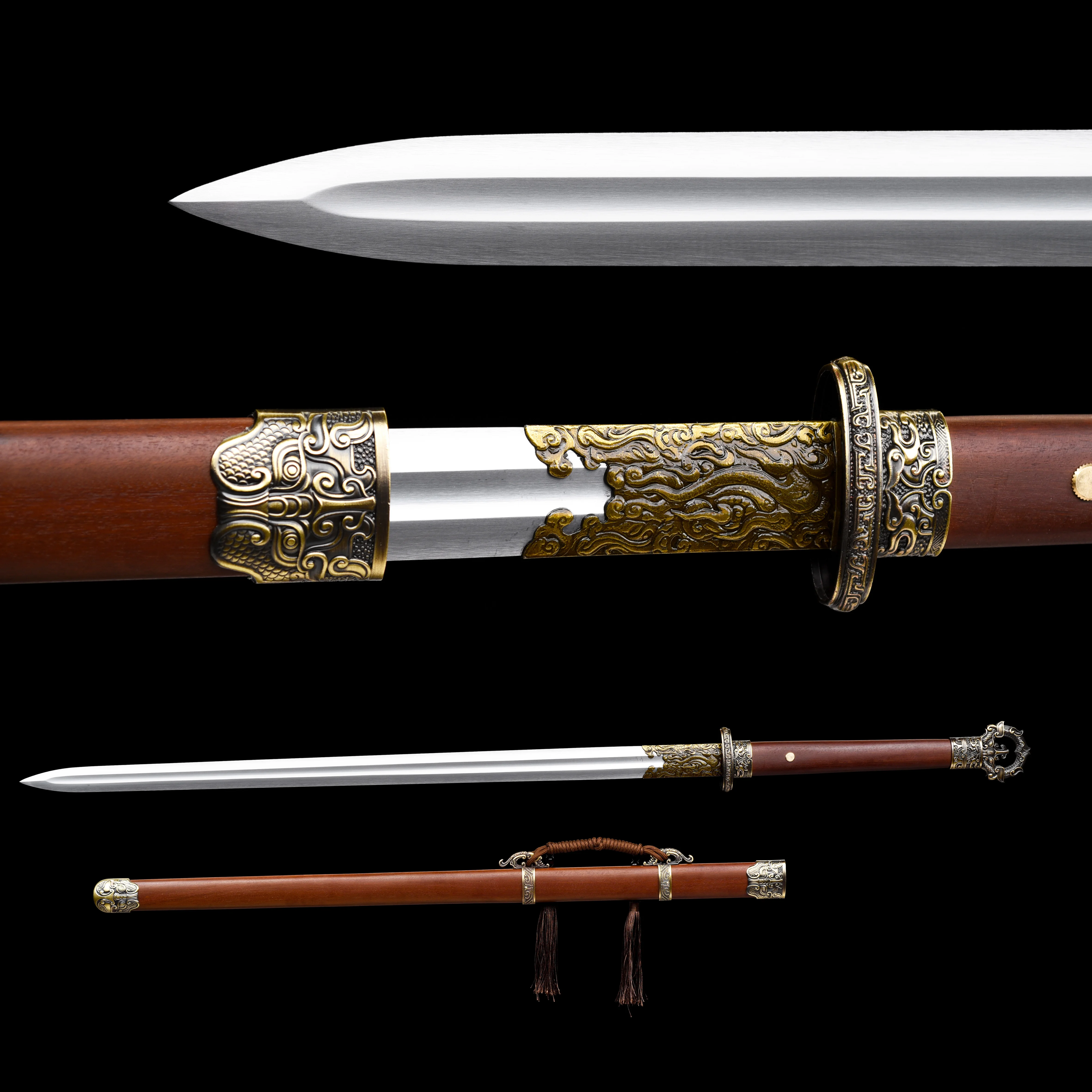 

108cm Medieval Red Moon hand-ground real steel sharp samurai sword katana Weapons Shirasaya Wood sheath fighting knight Battle