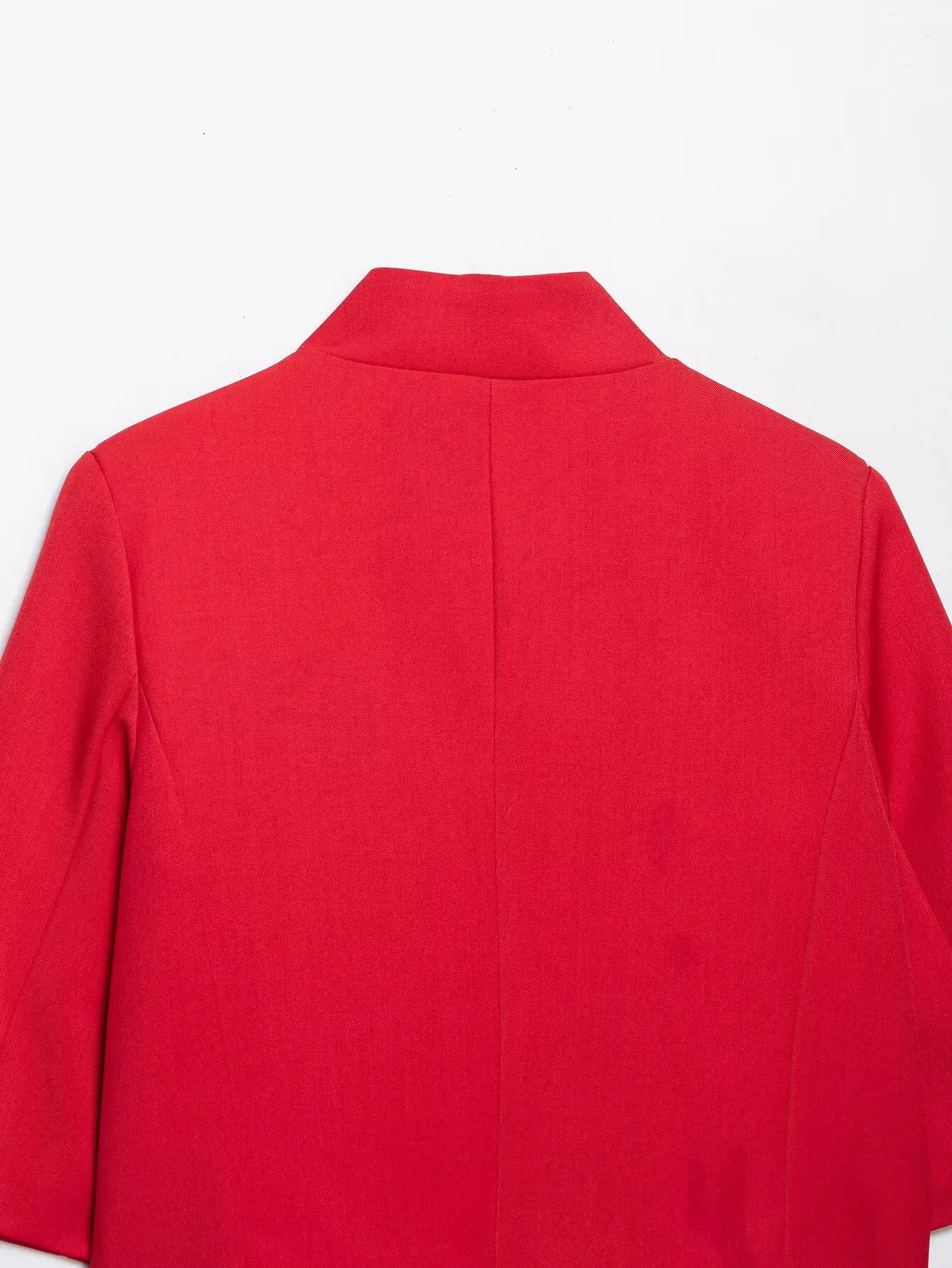 HH Damen Minimalistischer Stehkragen Crop-Blazer Halber Ärmel Asymmetrische Knopfleiste Kurze Jacke Frühling Sommer Business Casual Wear – Detail 13
