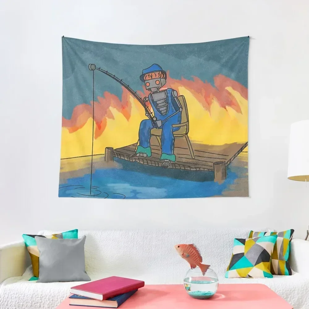 Fishing for Fishies Tapestry Room Decor Cute Room Aesthetic Tapestry