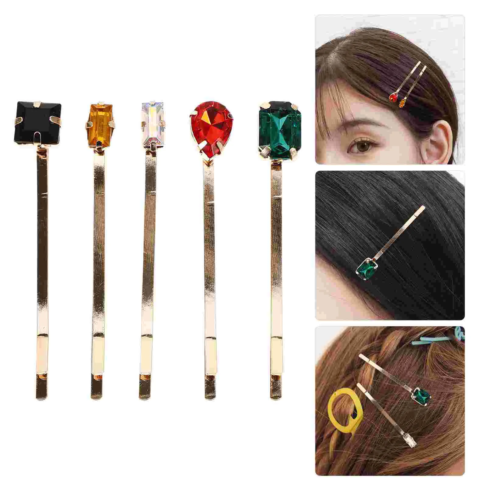 

5 Pcs Hair Decorations for Meeting Women Barrettes Korean Version Drill Design Pin Mixed Style Accessories