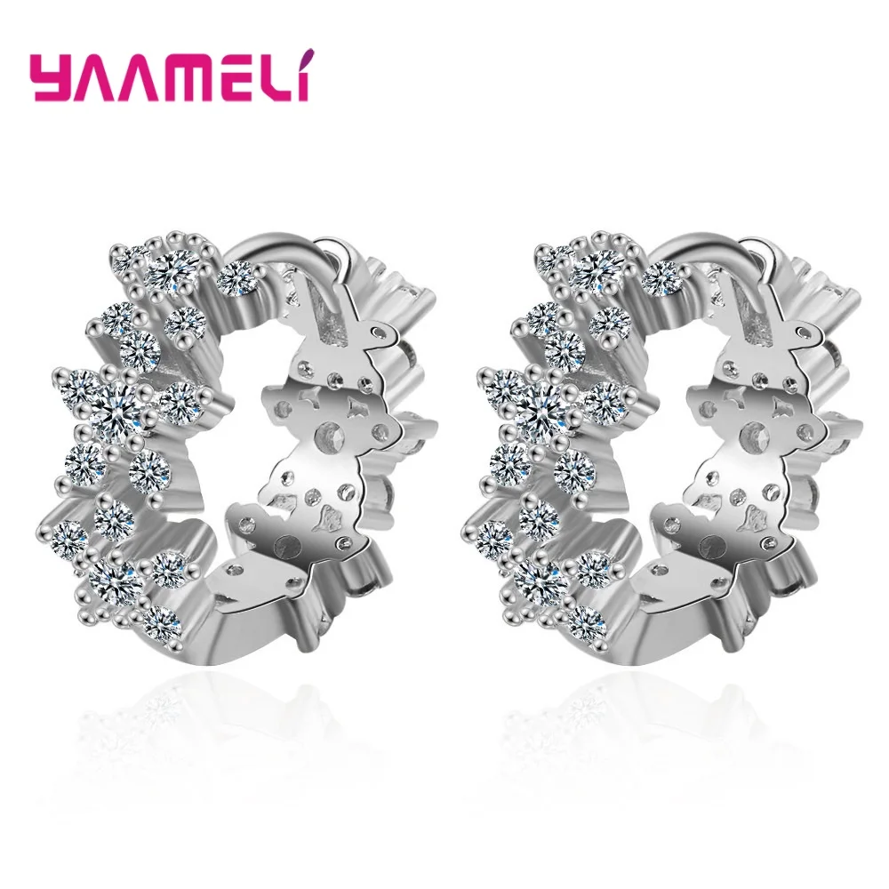 925 Sterling Silver Cute Gold Statement Hoop Earrings For Women Girls Trend CZ Crystal Fashion Jewelry Wholesale image 5