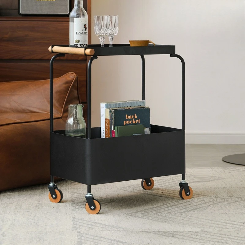 

Shelf trolley living room kitchen bedroom wrought iron wheel mobile snacks tea ins storage