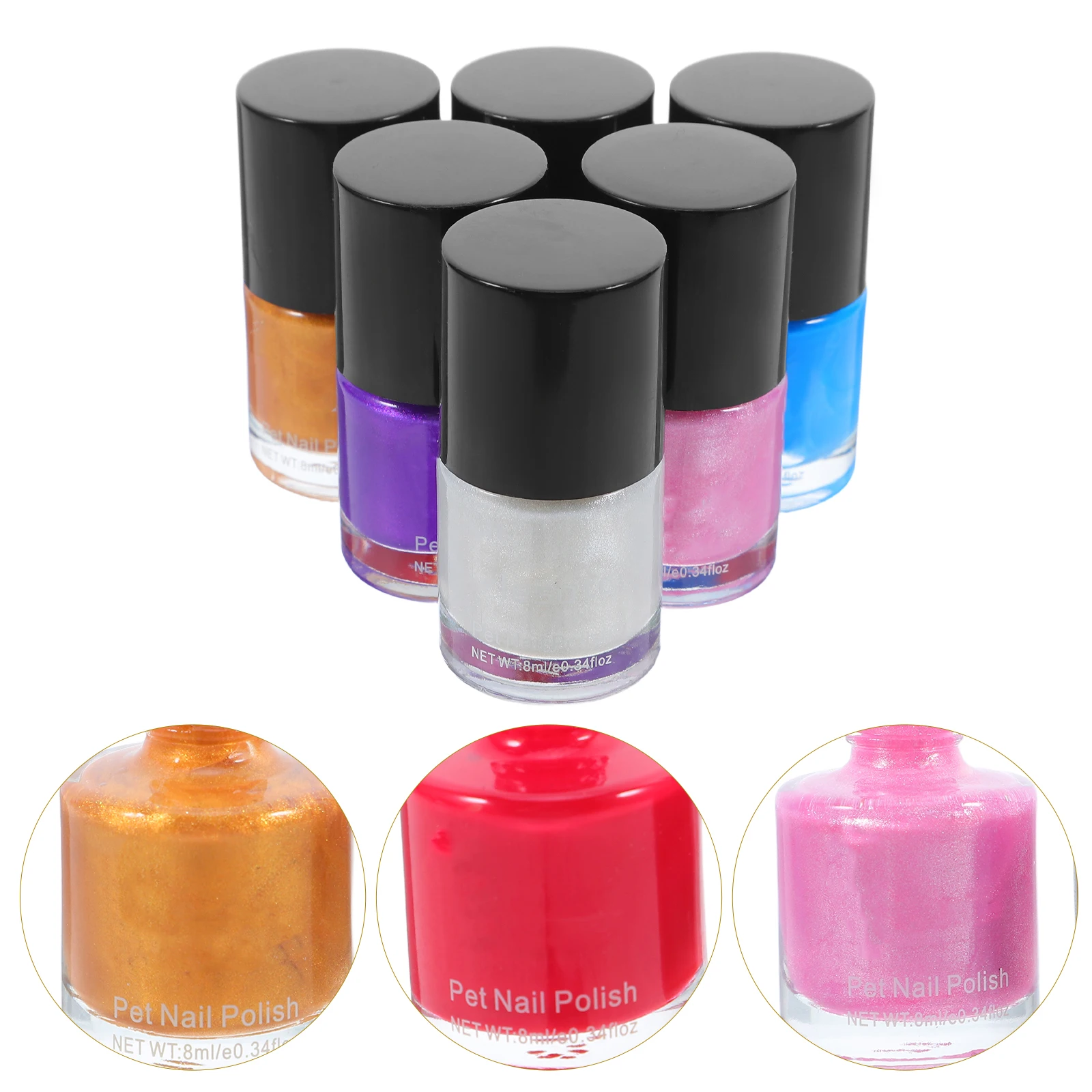 

6 Pcs Dog Nail Polish Eco Friendly Fast Drying Pet Supplies Colorful Choice Easy Remove Nail Care Products For Dogs