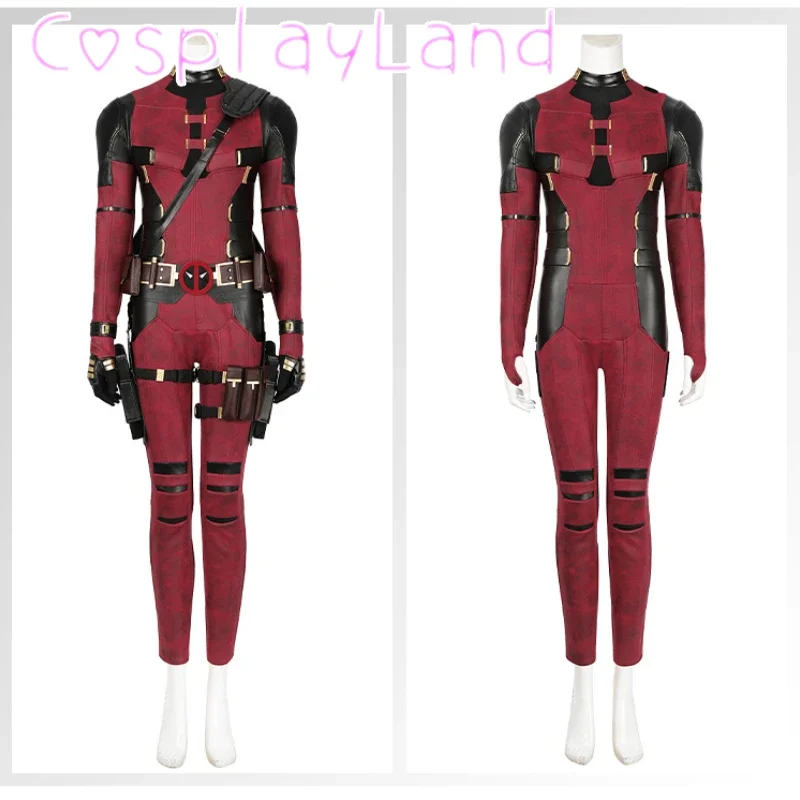 New Arrival DP3 Mr. Pool Lady Cosplay Costume Superhero Lady Pool Red Leather Women Jumpsuit Halloween Carnival Christmas Outfit